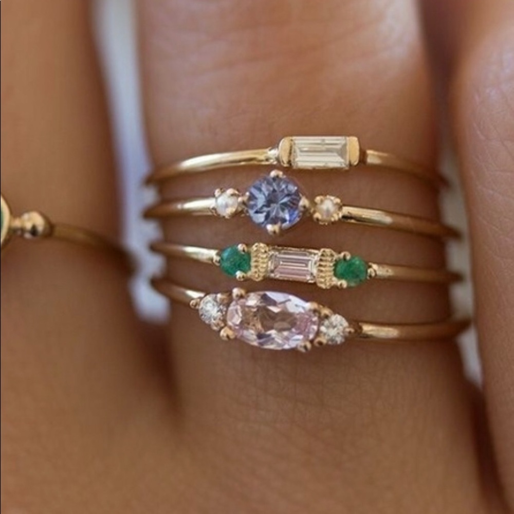18K Plated  Gemstone Rings